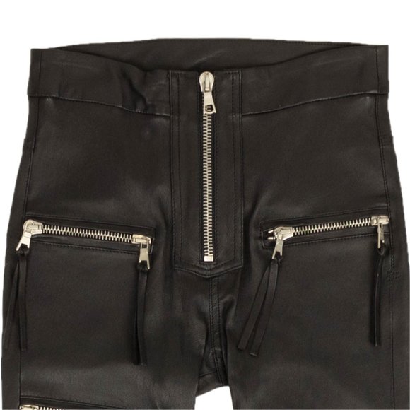 UNRAVEL PROJECT Black Leather Zipper Skinny Pants Size 25 $2240 - Picture 2 of 4